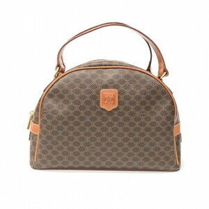 Celine Macadam Handbag Half Moon Shape Brown Leather